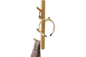 OAKERLAND Wooden Coat Rack Wall Mounted, Oak Floating Jackets Hooks for Bag, Scarves, Handbags, 4 Hooks Branch Shape Coat Rack for Entryway, Living Room, Bedroom, Office (40 CM)