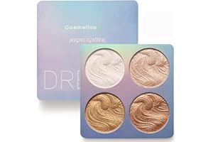 LUCOSS Palette de Poudre Surligneur Shimmer, Illuminateur Imperméable Longue Durée Brillante Pour Éclaircir la Couleur de la Peau et Contour du Visage