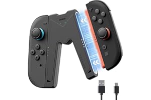 JEMDO Magnetische Joy Con 2 Aufladehalterung kompatibel mit Nintendo Switch 2, Ergonomische Controller Halterung & Switch 2 Joy Con Grip mit Ladegerät, LED-Anzeige, USB-C Kabel, Reisegeeignet, Schwarz