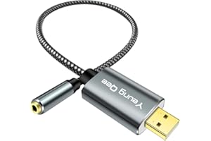 Yeung Qee USB to 3.5mm Jack Audio Adapter,TRRS 4 Pole Mic USB to AUX Audio Jack External Stereo Sound Card Adapter for Headphone, Speaker, Mac, PS4, PC, Laptop, Desktops and More (0.3M)