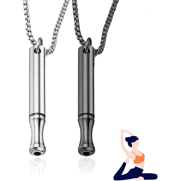 Collier Respiration Pleine Conscience En Acier Titane | Aide à Gérer Anxiété Et Stress | Taille Réglable ~71 Cm - Pendentif 5 Cm