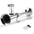 Automaze Air Horn 12V 150DB Super Loud Train Horn Kit,Train Pressure Horn for Truck with Air Compressor, Air Horn Complete Kits for Trucks, Cars and Bikes (Chrome)
