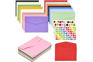 LPAMABA 75 buste colorate in 15 colori, 12,5 x 17,5 cm, piccole buste colorate per lettere, 3 fogli adesivi per regali, biglietti di auguri, inviti di compleanno, matrimoni, feste