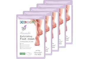HOKIAMCN 5 Pairs Foot Peel Mask,lavender Foot Exfoliating Mask Socks Calluses Remover Dead Skin, Moisturizing Feet Peeling Mask for Dry Skin,Cracked Heels,Foot SPA Socks for Women and Men (Lavender)