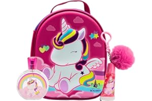 AIR-VAL INTERNATIONAL Eau My Unicorn Fragrance Gift Set for Kids – Eau de Toilette (100ml), Lip Gloss with Pompom Charm & 3D Unicorn Zip Case | Natural & Vegan | FSC Approved | Magical Perfume Gift for Girls