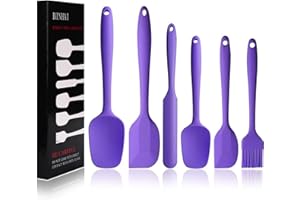 BINHAI Set spatole in silicone - Spatola in gomma antiaderente 6 pezzi con anima in acciaio inossidabile - Set di utensili da cucina per spatole resistenti al calore per cottura