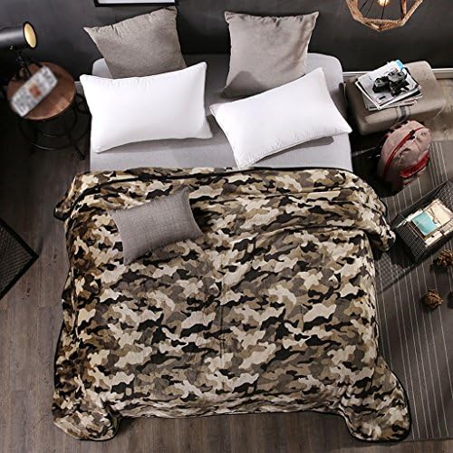 Met Love Bedroom Warm Blanket Polyester Material Personality Camouflage Bed Blanket Four Seasons Leisure Blankets Soft And Comfortable ( Color : Khaki , Size : 200*230 cm )