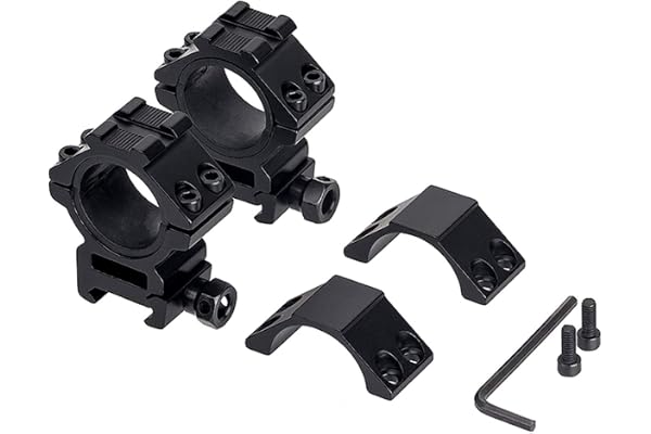 FOCUHUNTER Profil Moyen 1,1" Anneaux Scope Montage - 30mm/25.4mm Lunette de Visee Montage Adapter Weaver/Picatinny Rail (20mm)