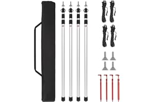 Izrielar Varillas de lona para tienda de campaña, barra de aluminio, barras telescópicas ligeras para moscas de la tienda de campaña, varillas de repuesto, para deportes al aire libre, camping, telescopio ajustable