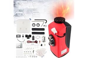 FESUDA 12V Dieselheizung, 8KW Standheizung Diesel, Air Diesel Heizung mit LCD Schalter Fernbedienung Schalldämpfer, Luftheizung Air Diesel Standheizung für Auto RV Boote LKW KFZ PKW Wohnmobil(Schwarz Rot)