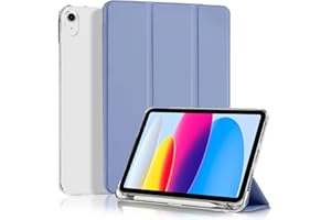 4UBonLife Cover Per iPad (A16) 11a Generazione 11 Pollici 2025, iPad 10a Generazione10,9" 2022 con Portapenna, Custodia Protettiva Sottile con Retro Rigido Traslucido Guscio Case, Grigio Lavanda