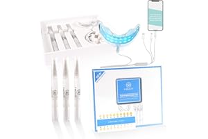 P-BEAUTY COSMETIC ACCESSORIES Set de blanqueamiento dental Set de blanqueamiento dental - sistema de blanqueamiento con luz azul LED - dientes blancos - Kit de blanqueamiento dental - para casa y para llevar