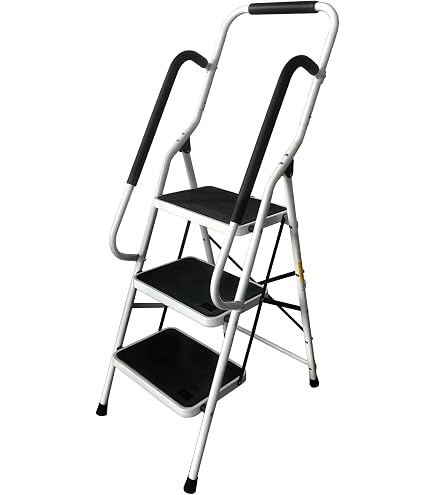 Easylife 4-stufige Sicherheitsleiter Faltbar – Rutschfeste Gummistufen, Max. 150 Kg, 96 Cm Höhe