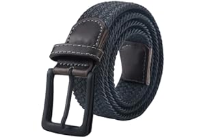 maikun Mens Belt, Elastic Belt for Men, Black Belt Buckle Stretch Woven Belt