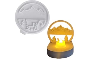 ‎HCHZSH123 Silikonformen Gießformen, Silikonform Kerzenhalter, Silikon Gießform Kerzenhalter, Gipsformen zum Gießen (Einsatz - Berge und Elch)