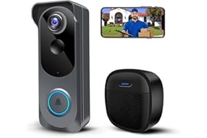 KAMEP Wireless Video Doorbell Camera with Chime, 1080P Smart WiFi Door Bells Camera, Voice Changer, PIR Motion Detection, 2-Way Audio, Night Vision,Battery Powered, IP66, Works with Alexa & Google Home