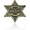 QKEOISUD Sheriff's Hexagonal Star Badge, Western Cowboy Emblem Pin, Vintage Personalized Alloy Brooch, Unisex
