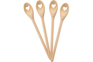 Spruchreif Premium QUALITÄT 100% Emotional | Cuillères gourmandes en Bois | Lot de 4 Mini cuillères en Bois | Motif cœur | Idée de décoration | Décoration en Bois | Idée Cadeau Noël