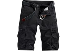 VATINNT Mens Cargo Shorts Cotton Combat Casual Work Shorts with Zipper Pockets No Belt