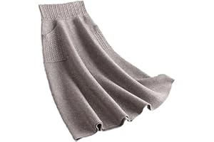 ALLOAONE Damen Herbst Winter Wolle Stricken Lange Röcke Hohe Taille mit Tasche Lose Damen Solid Knit Midi Rock