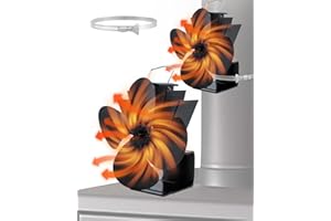 Maxesla Two Uses Big Stove Fan, 4 Blades Log Burner Fan, Silent Wood Burner Fans for Fireplace Pipe, Eco-Friendly for Wood Burning Stove, Wall Hanging Radiator Efficient Heat Distribution