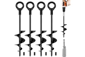 BOOSHMall Kotwa podłogowa do trampoliny, zestaw 4 sztuk, kotwa gruntowa, do wkręcania, odporna na wiatr, kotwa do namiotów, huśtawek, zadaszeń