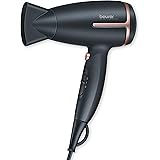 Beurer Asciugacapelli da viaggio HC 25 con funzione ionica, piccolo, pieghevole e leggero, 1600 watt, commutazione di tension
