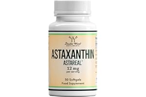 DOUBLE WOOD SUPPLEMENTS AstaReal® Natural Astaxanthin 12 mg – 50 Softgels (1-A-Day) – Most-Studied Algal Antioxidant – Supports Skin, Eyes, Brain, Heart, Immunity & Performance