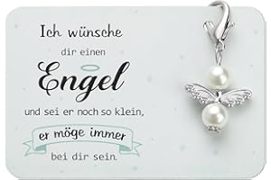 BETESSIN Schutzengel Schlüsselanhänger Abschiedsgeschenk Kollegen Engel Anhänger Kleine Glücksbringer Engel Weihnachten Geschenke mit Karte Beutel Taufe Hochzeit Gastgeschenke Adventskalender Füllung
