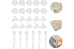 PIYMNYS 20 Stück Kantenschutz Baby + 6 Stück Kindersicherung Schrank, Eckenschutz Baby Selbstklebend für Verschiedene Möbel, Schubladensicherung mit 3M Kleber für Baby und Kinder für Kühlschrank Schubladen