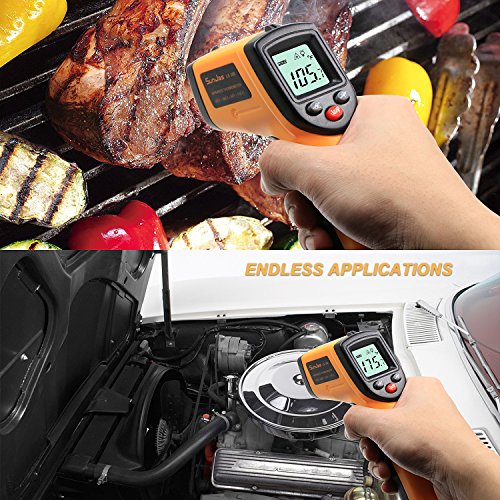 SUNJAS Infrarot Laser Temperaturmessgerät -58 bis 716°F(-50 bis 380°C) Berührungslos Thermometer Digital LCD Funk (mit Batterien) - 7