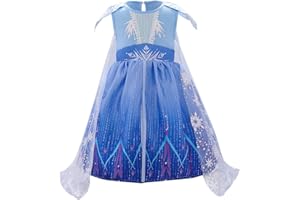 FYMNSI Infant Baby Girl Elsa Costume Ice Snow Queen Halloween Party Fancy Dress Up Carnival Cosplay First Birthday Outfit Photo Props for 6 Months - 4 Years