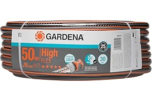 Tuyau d'arrosage Comfort HighFLEX de Gardena 19 mm (3/4 Pouce), 50 m : tuyau à profil Power-Grip, résistance à l'éclatement de 30 bars (18085-20)