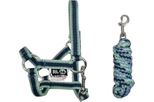 RL24 - Hobby Horse Halfter mit Strick – Steckenpferd Spielzeughalfter – Strick mit Karabinerhaken – Spielzeug Pferdehalfter für Hobby Horsing – Tannengrün