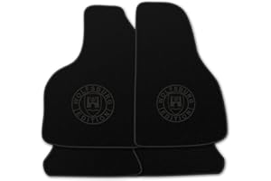 AUTOTEPPICH STYLERS WIR FERTIGEN IHRE FUßMATTEN Car Rug Stylers Velour Black Floor Mats Suitable for VW Golf 2 with Logo Wolfsburg Edition WOB and Edge in Anthracite