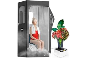 Adamson Sauna Indoor - Sauna de vapor para casa - Tienda sauna para relajarse en el spa de casa - Unidad de vapor de 2.6L 1000W - Silla - Mando a distancia - Masajeador de pies - Nylon negro
