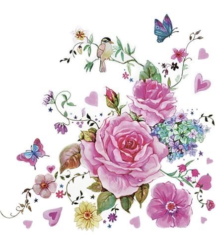 Daisy Tovaglioli di carta velina a 3 veli, per decoupage, 33 x 33 cm, confezione da 20 pezzi (uova fritte blu rosa