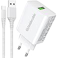Caricabatterie da Muro,18W Quick Charge 3.0 Caricatore USB Ricarica con Cavo per Samsung A05S A12 A02S A03S A51 A71 A52 A72 (