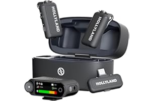 Hollyland Lark Max 2, Kabelloses Lavalier Mikrofon, AI-Rauschunterdrückung, 32-Bit-Audio mit voller Kette (340 m), Wireless Bluetooth Mikrofon für iPhone, Android, Kamera (Combo-Gray)