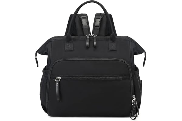 LORADI Sac à langer convertible, large ouverture sur le dessus, 14 poches, avec clip pour poussette, résistant à l'eau
