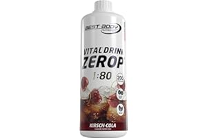 Best Body Nutrition Vital Drink ZEROP® - Cerise et de cola, Boisson concentrée - sirop - sans sucre, 1:80 donne 80 litres de boisson, 1000 ml