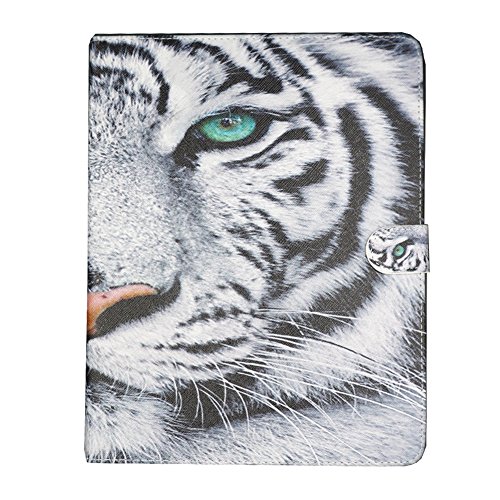 TOCASO Schutzhülle für iPad 2 / 3 / 4 Hülle Cartoon Tiger Muster Flip Cover Case Book Soft PU Leder Bunt Painted Tasche Scratch Resistance Ledertasche Etui Rückseite Backcover mit Stand Function Magnetverschluss für iPad 2 / iPad 3 / iPad 4