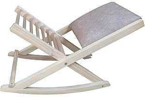 SUEÑA Y DESCANSA Sueña y Desacansa Reposapies Plegable Balancín de Madera de Pino y Fabricación Artesanal (Beis)