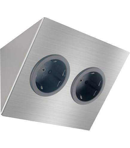 Hoekstopcontact 2-voudig RVS met afdekkap Belgische aarding Inox Hoekstopcontact 2-voudig RVS met afdekkap Belgische aarding Inox