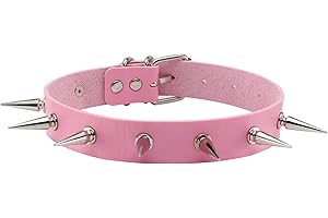 JJDreams PU Leather Punk Rock Spike Choker Necklace Gothic with Rivet for Women Men Adjustable
