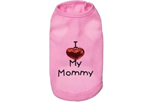 PETPHINDU Gilet Chien Chien T-Shirt Chemise De Chien Mini Petits Chiens Doggie Je Aime Mon Papa Maman Gilets Gilet Cat Cat Shirt Vêtements pour Animaux Chiot D'été Costume Vêtements pour Animaux