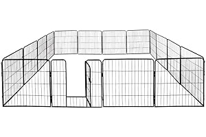Petigi Parc Enclos Cage pour Chiens Chiots Animaux Lapin Métal Solide 4 Tailles 8 ou 16 Panneaux, Taille (L x H):80 x 60 cm (16x)