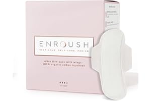 ENROUSH Organic Cotton Pads with Wings | Pure & Toxin-Free| Hypoallergenic- No Irritation & Allergies| Ultra Absorbent - No Stains| Healthy Choice for Your Body- Confort and Protection -10 pcs Super