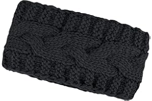 ‎NEVERLESS Neverless® warmes Damen Strick-Stirnband Fleece Futter Zopfmuster Ohrenschutz Haarband Knite Headband schwarz unisize