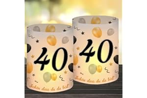 O-KINEE Lot de 12 Lanterne Photophores Décoratifs pour 40 Ans, Bougies Décoration Table pour Anniversaire Homme Femme, Happy Birthday, Convient pour Bougies Chauffe-Plat